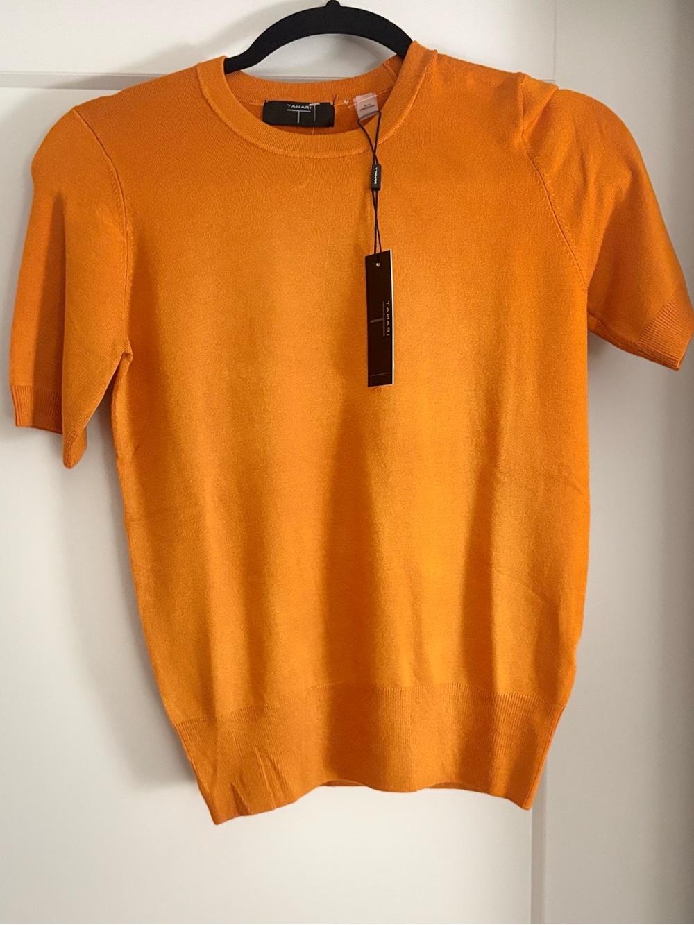 Tahari Orange Short Sleeve Sweater NWT